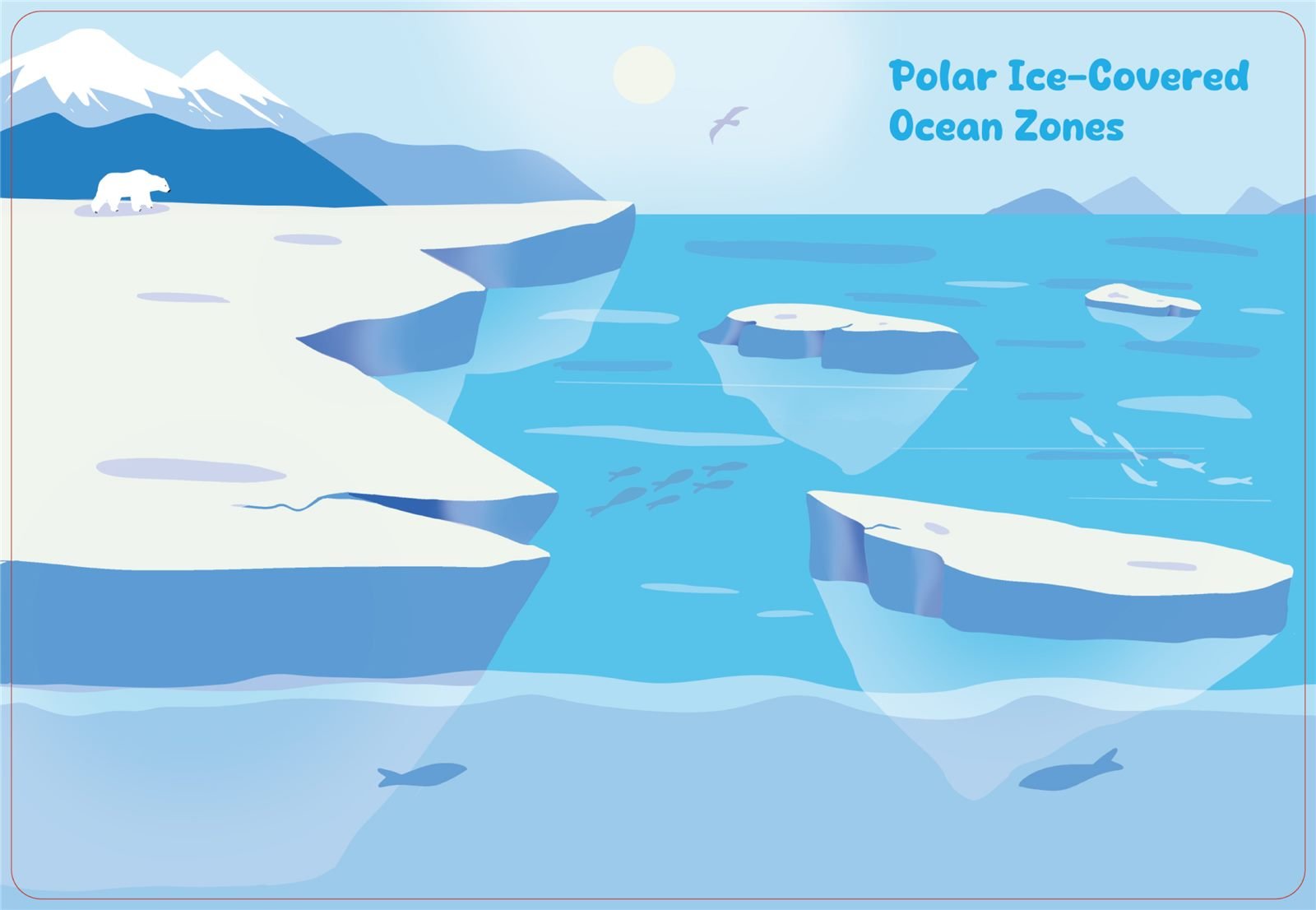 Scene: polar ice-covered ocean zones